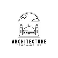 islamic vector architecture line art logo illustration design