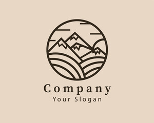 circle mountain peak line art logo symbol design illustration inspiration