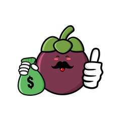 cute mangosteen cartoon mascot character funny expression