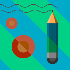 Geometric pattern.Constructor from different shapes. You can change and recolor objects. An image of a stylized pencil. Useful for textiles, packaging, advertising.
