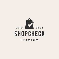 shop check hipster vintage logo vector icon illustration