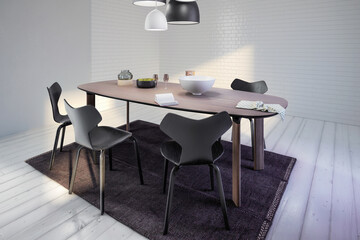 Contemporary Kitchen Area with Dining Room Integration (preview) - 3d visualization