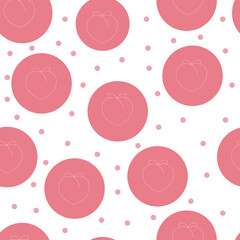 Polka Peach Seamless Pattern. Peach print.