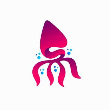 squid logo with letter S concept
