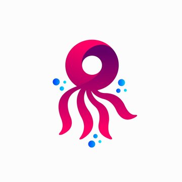 octopus logo with letter O concept