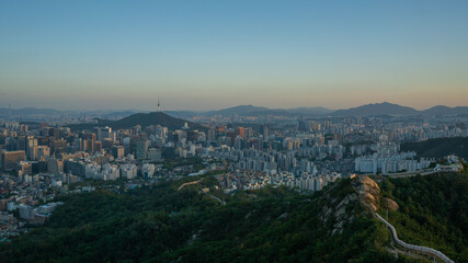 Fototapeta premium Seoul Cityscape from Mountain in South Korea.