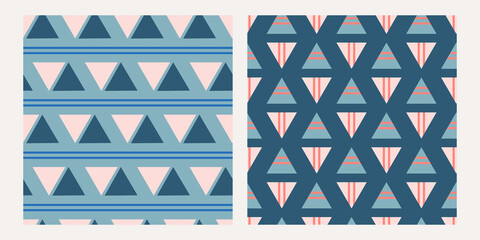 set of seamless geometric pattern with triangle  vector illustration. Good for wallpaper, cover, card, fabric, textile.