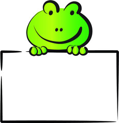 vector cartoon frog hold card background