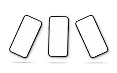 three black body mobile phone screen mockups