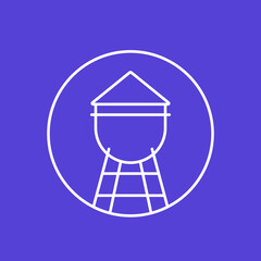 water tower icon, linear design