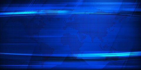 Modern Blue Broadcasting background with world map and Free Copy space