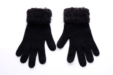 Knitted woollen black gloves