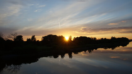 sunset over the canal