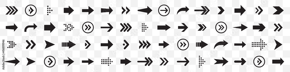 Poster big set of arrows icon. black arrows collection