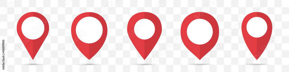 Poster Set of red map pointers icon in a flat design