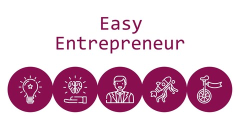 easy entrepreneur background concept with easy entrepreneur icons. Icons related idea, startup, unicycle, man