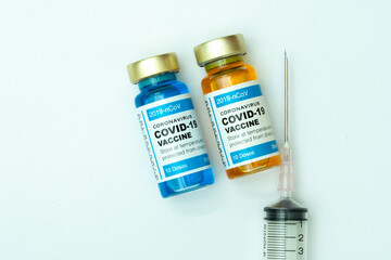 Coronavirus vaccine with medical health care concept.