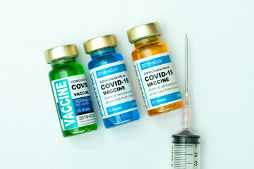 Coronavirus vaccine with medical health care concept.