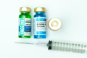 Coronavirus vaccine with medical health care concept.