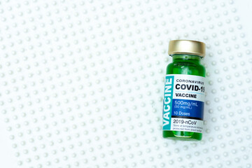 Coronavirus vaccine with medical health care concept.