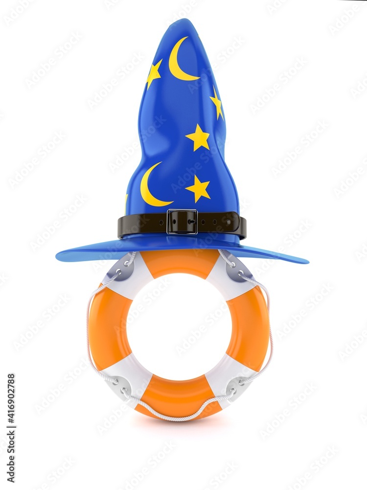 Poster life buoy with wizard hat