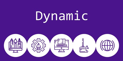 dynamic background concept with dynamic icons. Icons related wiping, graphic design, global, graphic