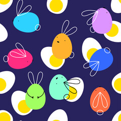 Seamless vector easter bunny pattern. Rabbit and eggs endless background. EPS 10