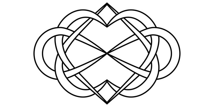 Knot of hearts and infinity sign, vector sign symbol infinite and eternal love