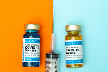 Coronavirus vaccine with medical health care concept.