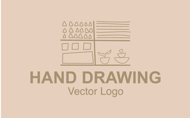Vector abstract logo design templates in simple linear style - cozy home emblems, houses and plants stay at home - symbols for social media stories highlights and posts for interior stores