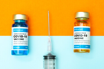 Coronavirus vaccine with medical health care concept.