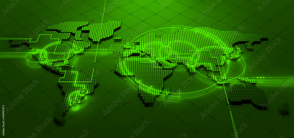Poster world map, cybertech, abstract internet connection. data exchange, pandemic, computer virus. global 