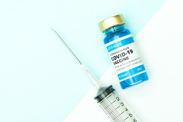 Coronavirus vaccine with medical health care concept.