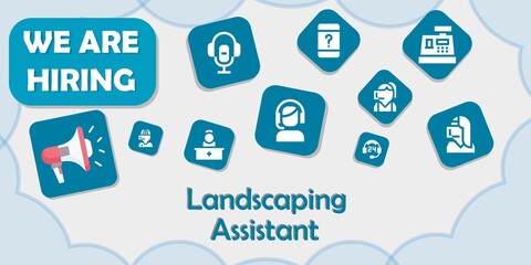 we are hiring landscaping assistant vector illustration