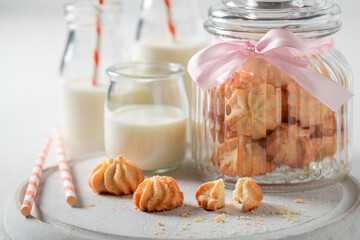 Delicious butter cookies as crunchy and vanilla snack
