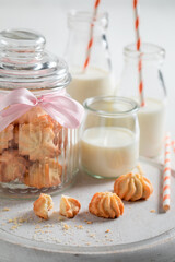 Sweet butter cookies as crunchy and vanilla snack