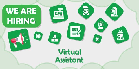 we are hiring virtual assistant vector illustration