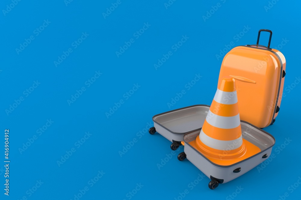 Canvas Prints traffic cone inside suitcase