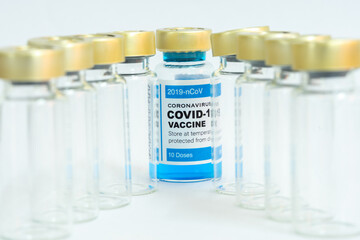 Coronavirus vaccine with medical health care concept.