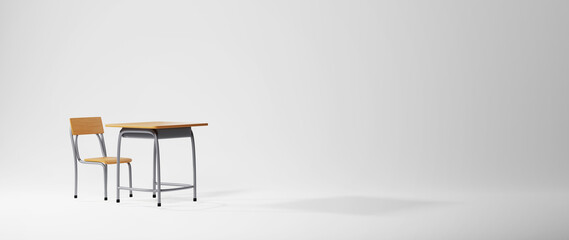 Education concept. 3d of desk on white background. Modern flat design isometric concept of Education. Back to school.