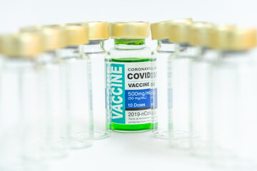 Coronavirus vaccine with medical health care concept.