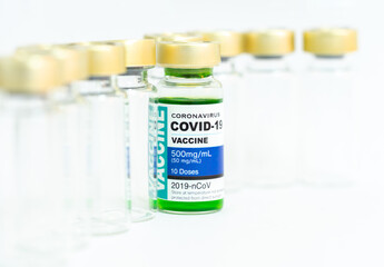 Coronavirus vaccine with medical health care concept.