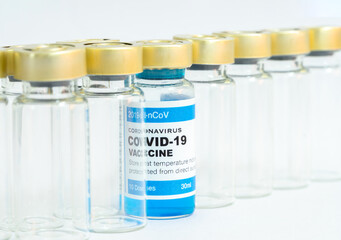 Coronavirus vaccine with medical health care concept.