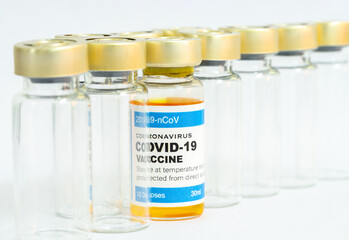 Coronavirus vaccine with medical health care concept.