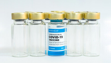 Coronavirus vaccine with medical health care concept.