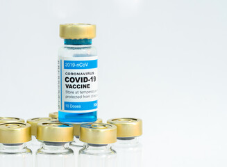 Coronavirus vaccine with medical health care concept.