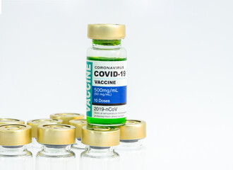 Coronavirus vaccine with medical health care concept.
