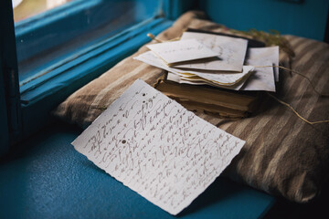 old love letters on the windowsill.with thoughts of the past days. past feelings and memories...