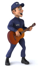 Fun 3D illustration of a cartoon Police Officer