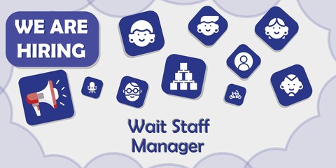 we are hiring wait staff manager vector illustration